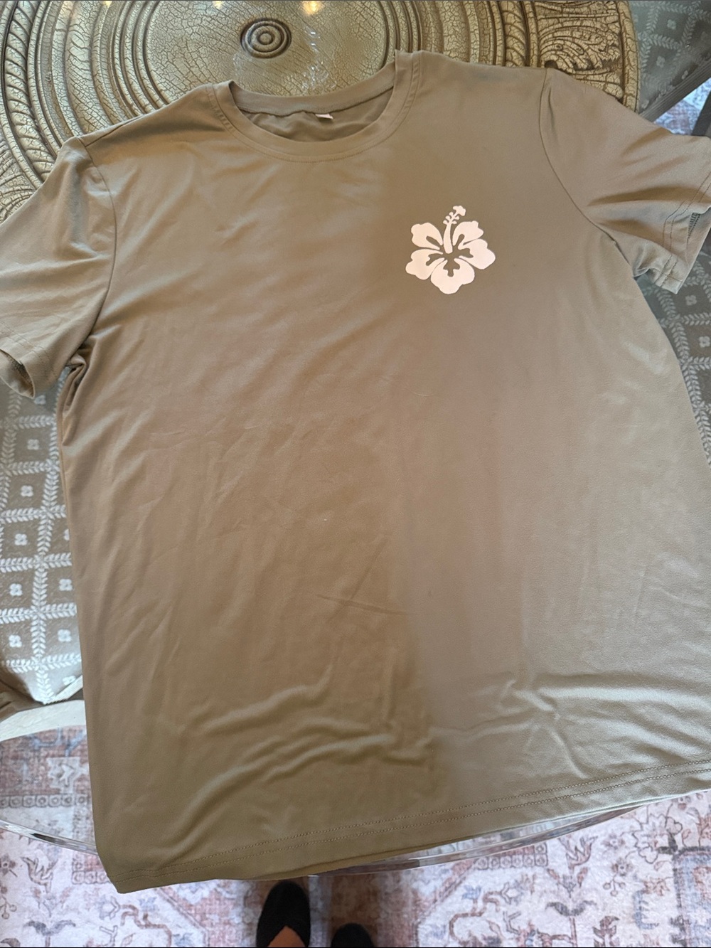 Hibiscus Graphic Tee — Olive Green
